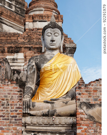 Wat Yai Chai Mongkol Stupa and Buddha Statue Wat Yai Chai Mongkol Stupa and Buddha Statue 92291979