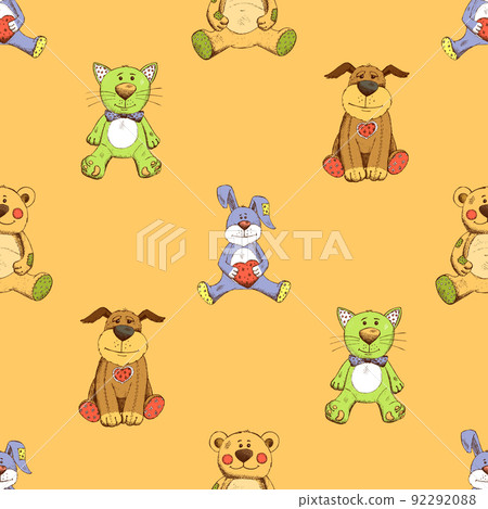 Cat, dog and rabbit background pattern 92292088