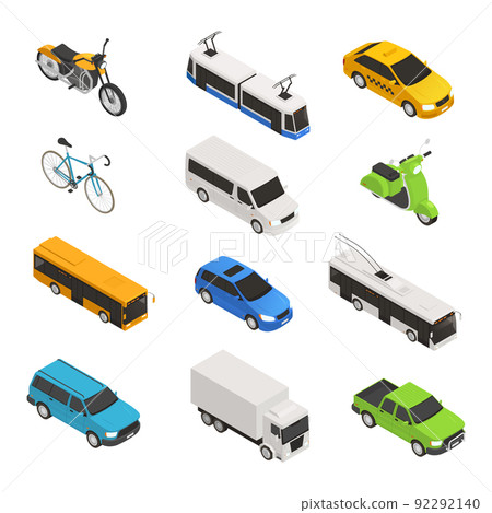 City Transport Isometric Icon Set 92292140