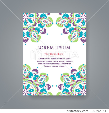 Card or invitation with hand drawn Indian motifs Card or invitation with hand drawn Indian motifs 92292151