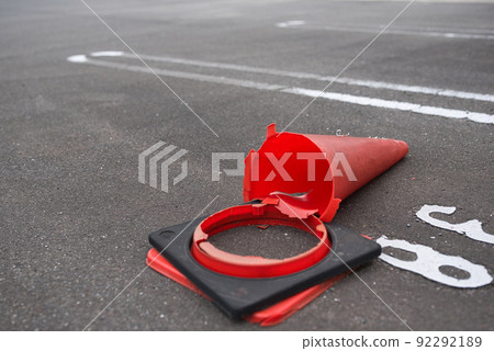 Destroyed traffic cone Destroyed traffic cone 92292189