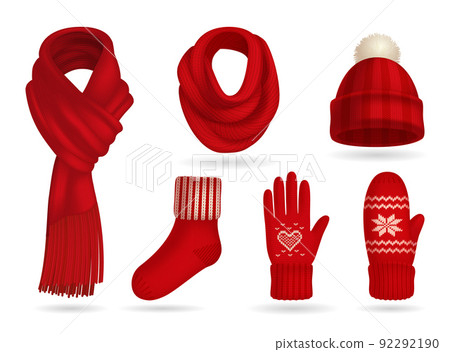 Winter Red Knitted Clothes Set Winter Red Knitted Clothes Set 92292190