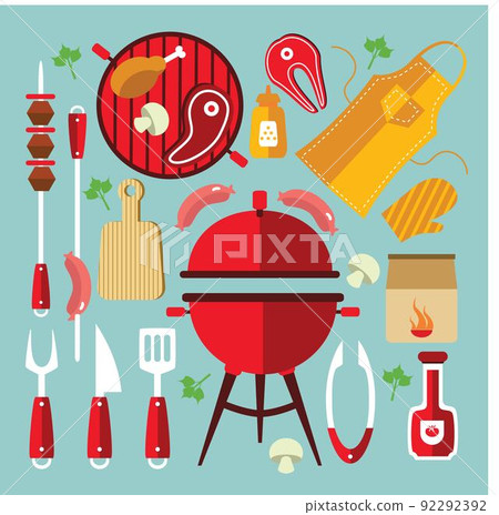 Bbq Icon Flat Set Bbq Icon Flat Set 92292392