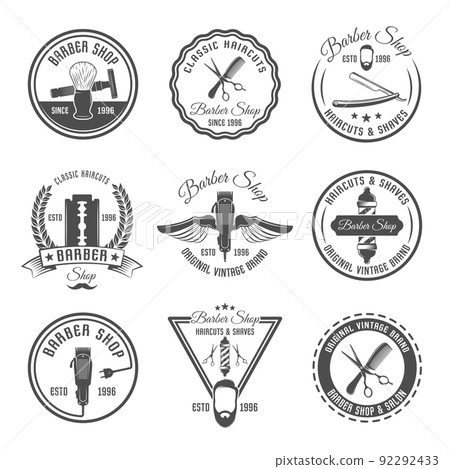 Barber Emblem Or Label Set Barber Emblem Or Label Set 92292433