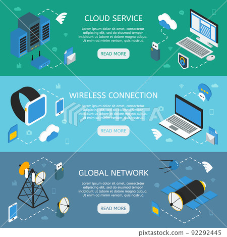 Wireless Technology Horizontal Isometric Banners 92292445