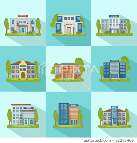 City Buildings Icon Set City Buildings Icon Set 92292466