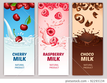 Cartoon Dairy Products Vertical Banners 92293134
