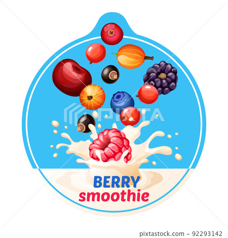Cartoon Berry Smoothie Sticker 92293142
