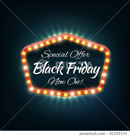 Black friday light frame, vector retro billboard illustration 92293154