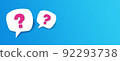Question mark paper icon on blue background. FAQ sign. Asking questions. 92293738
