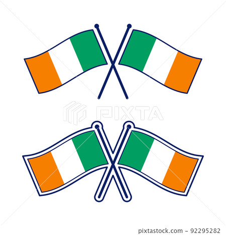 Crossed Irish flag icon set 92295282