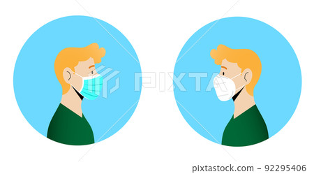 Man wearing mask- surgical masks and FFP2 mask 92295406