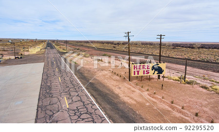 Here it is billboard from aerial with Route 66 Here it is billboard from aerial with Route 66 92295520