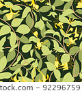 Blooming honeysuckle seamless pattern. Dark background for fashion, wallpapers, print, paper, cover, fabric, interior 92296759
