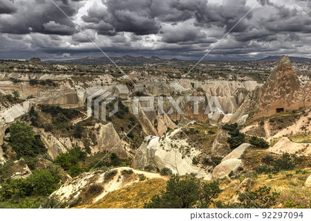 scenic view of the red valley near gore in cappadocia. scenic view of the red valley near gore in cappadocia. 92297094