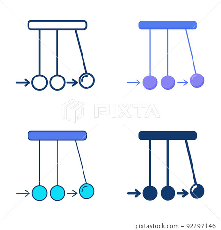 Newton cradle icon set in flat and line style Newton cradle icon set in flat and line style 92297146