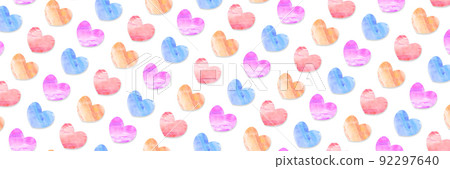 Watercolor heart texture background. Blue abstract landscape gradient. Pattern 92297640