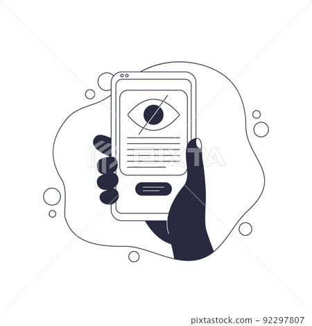 hidden or invisible content, phone in hand, vector 92297807
