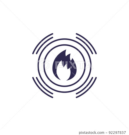 Fire detector, sensor icon on white 92297837