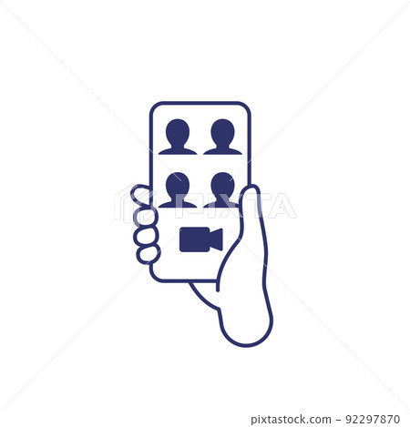 video call icon with a smart phone video call icon with a smart phone 92297870