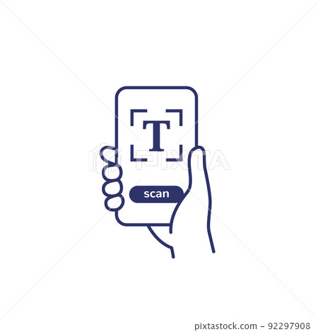 text scan icon with a smart phone 92297908