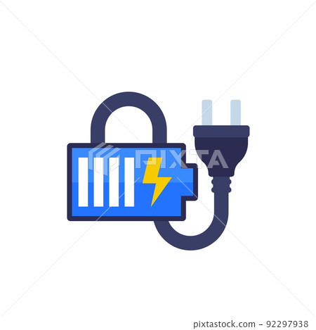 electric plug and battery vector icon electric plug and battery vector icon 92297938