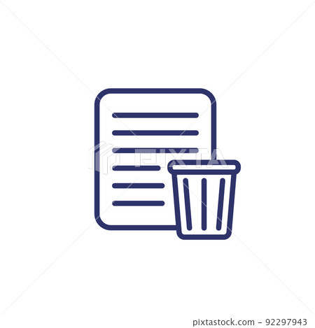 document and trash bin line icon, vector document and trash bin line icon, vector 92297943