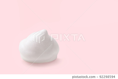 White cosmetic foam mousse, cleanser, shaving foam, washing product, shampoo on pink background. 92298594