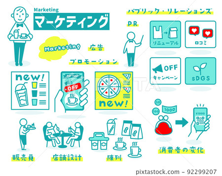 "Marketing" illustration icon collection 92299207