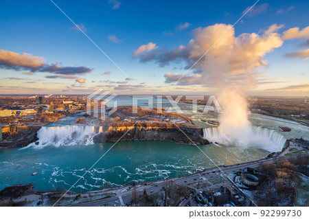Niagara Falls, dusk, night view, illuminations, Canadian Falls, American Falls 92299730