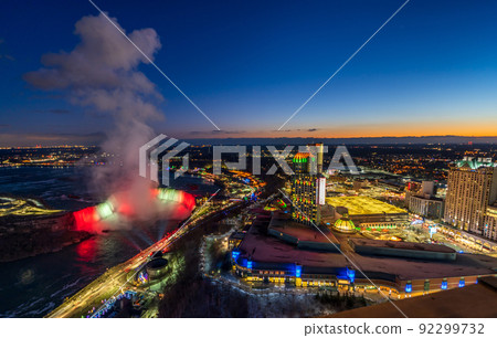 Niagara Falls, dusk, night view, illuminations, Canadian Falls, American Falls 92299732