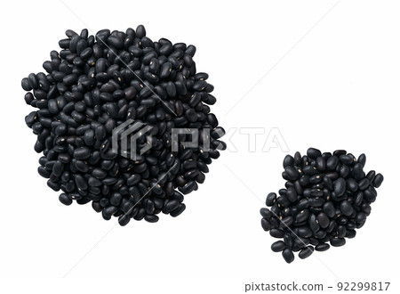 black beans isolated on white background top view. Pile raw black beans isolated on white background top view. black beans isolated on white background top view. Pile raw black beans isolated on white background top view. 92299817