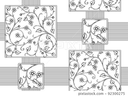 A lot of different fantasy flowers. Millefleurs trendy floral design. 92300275