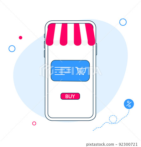 Online shopping store on website and mobile phone design. Smart business marketing concept. Vector Illustration Online shopping store on website and mobile phone design. Smart business marketing concept. Vector Illustration 92300721