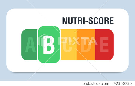 Nutri score for packaging design. B score. Logo, icon, label. Vector illustration 92300739