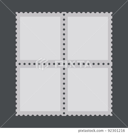 Blank postage stamps. Light postage stamps on grey background. Vector 92301216