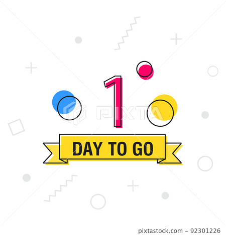 1 day to go last countdown icon on geometric memphis style. Vector 1 day to go last countdown icon on geometric memphis style. Vector 92301226