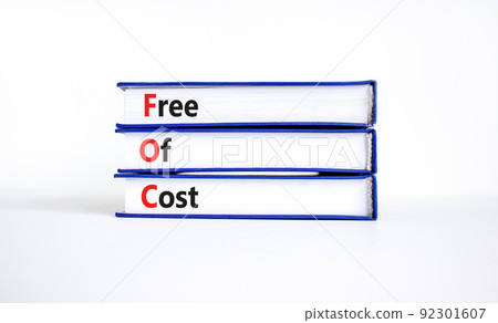 FOC free of cost symbol. Concept words FOC free of cost on books on a beautiful white background. Business and FOC free of cost concept. Copy space. FOC free of cost symbol. Concept words FOC free of cost on books on a beautiful white background. Business and FOC free of cost concept. Copy space. 92301607