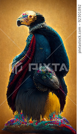 A fantasy portrait of an unusual bird in a fairy-tale elfin forest. Fabulous flower garden and cute fantasy birds. Concept of a colorful magic bird. Perfect for phone wallpaper or for posters. A fantasy portrait of an unusual bird in a fairy-tale elfin forest. Fabulous flower garden and cute fantasy birds. Concept of a colorful magic bird. Perfect for phone wallpaper or for posters. 92301892
