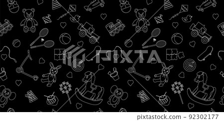 A set of toys for children seamless pattern.Vector doodle illustration 92302177