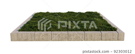 a 3d rendering image of brick edging around grasses field a 3d rendering image of brick edging around grasses field 92303012
