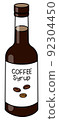 Doodle cartoon style coffee syrup in a bottle. Sweet sugar breakfast pancake topping or cocktail ingredient. For card, stickers, posters, bar menu or cook book recipe 92304450