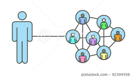 Icon Depicting Infected People Using Contact Tracing to Contain the Spread of the CoronaVirus. Contact Tracing Covid-19 concept. Icon Depicting Infected People Using Contact Tracing to Contain the Spread of the CoronaVirus. Contact Tracing Covid-19 concept. 92304508