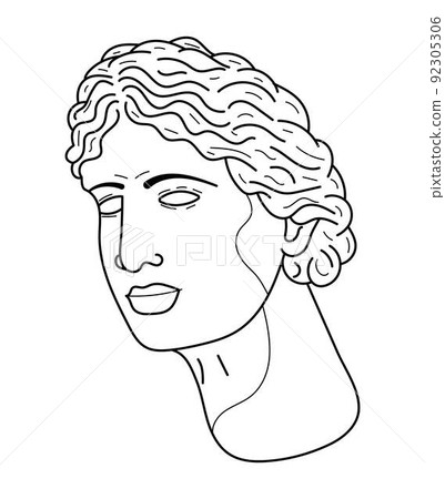 Classic bust sculpture vector in line art style. Greek ancient sculpture vector Classic bust sculpture vector in line art style. Greek ancient sculpture vector 92305306