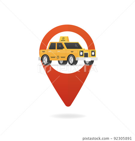 Marker taxi car on map gps device. Tracking car. Vector illustration. Marker taxi car on map gps device. Tracking car. Vector illustration. 92305891
