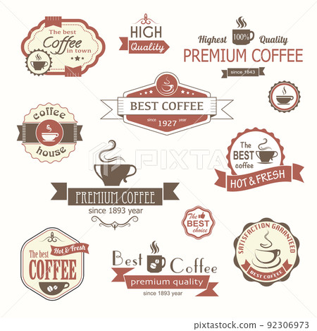 set of coffee vintage badges and labels 92306973