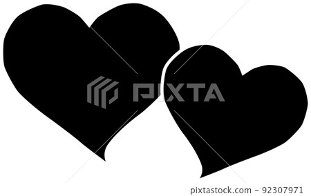 Silhouette of adjacent hearts Silhouette of adjacent hearts 92307971
