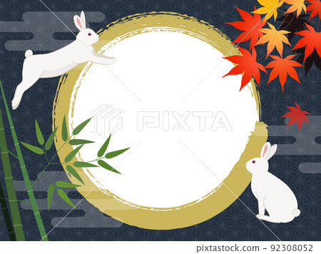 十五夜兔與滿月圖框 十五夜兔與滿月圖框 92308052