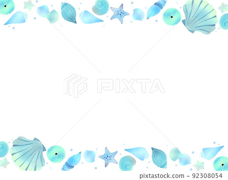 Hand drawn, watercolor sea frame - Stock Illustration [92308054] - PIXTA
