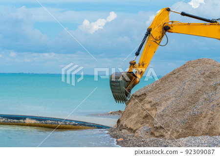 Sea wood cargo transportation ground industry truck forestry lumber machine, for loader tractor in work and bucket engineering, earth site. Material sand stone, stone Sea wood cargo transportation ground industry truck forestry lumber machine, for loader tractor in work and bucket engineering, earth site. Material sand stone, stone 92309087